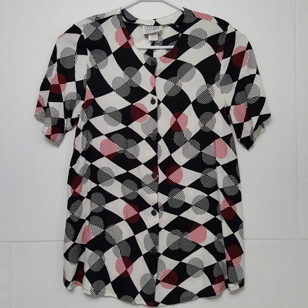 Stefano World Wide Geometric Top Blouse